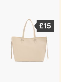 Cream Leather Look Tote Bag