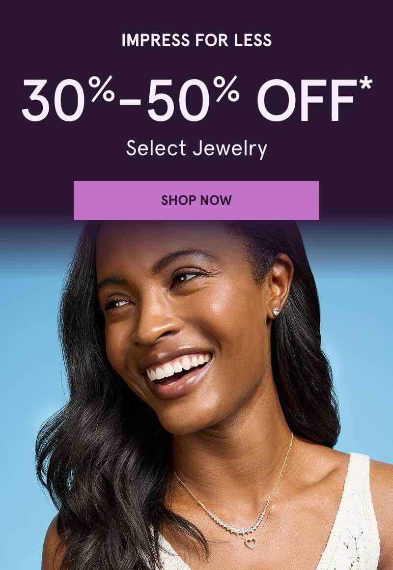 Model in gold-set layers with diamond details. Impress for less. 30-50% OFF Select Jewelry. Click here to shop now
