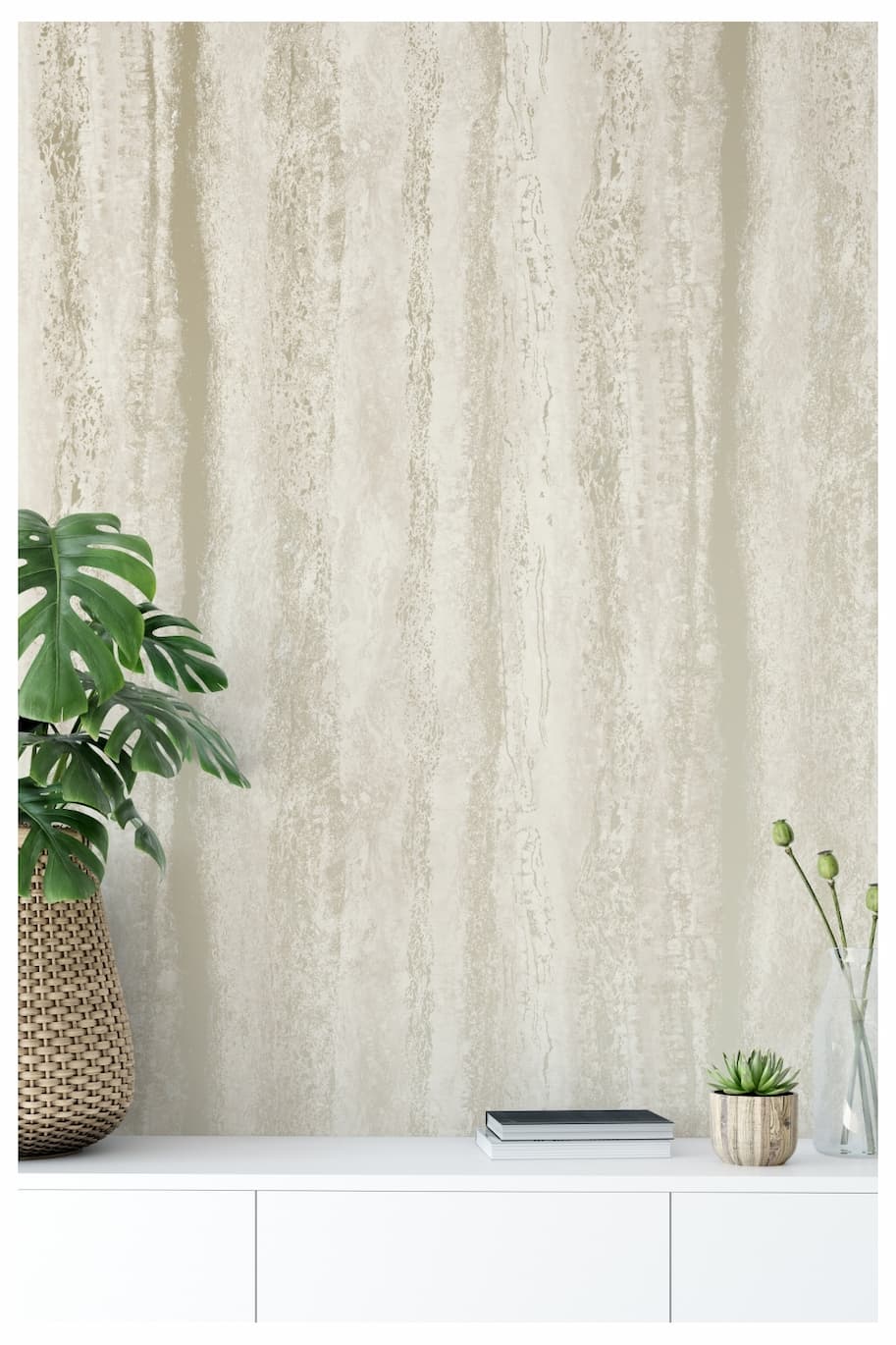 Vertical Marble Wallpaper Natural/Gold World of Wallpaper AF0028