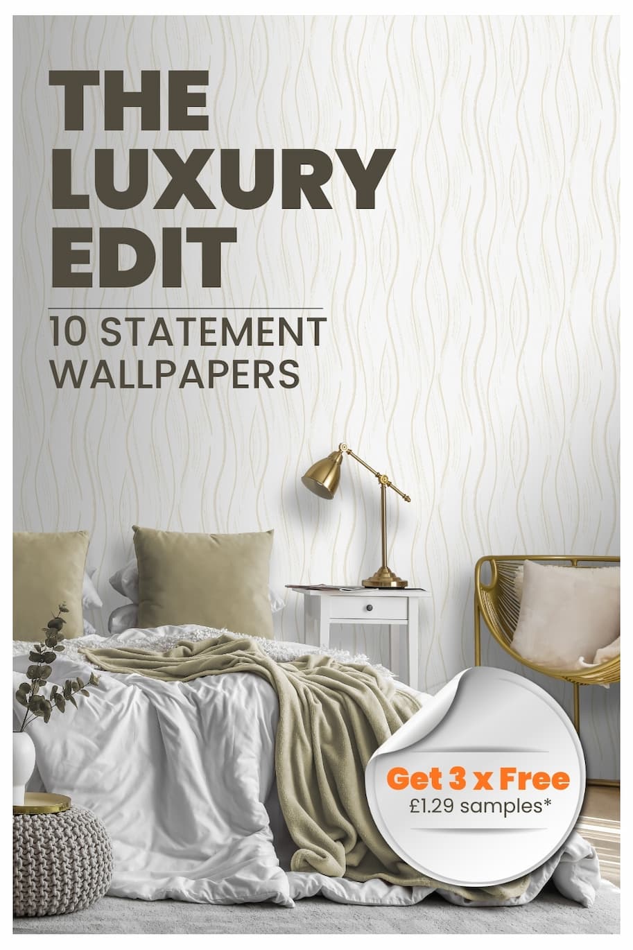 Shimmer Wave Wallpaper Natural Beige / Gold World of Wallpaper AF0024