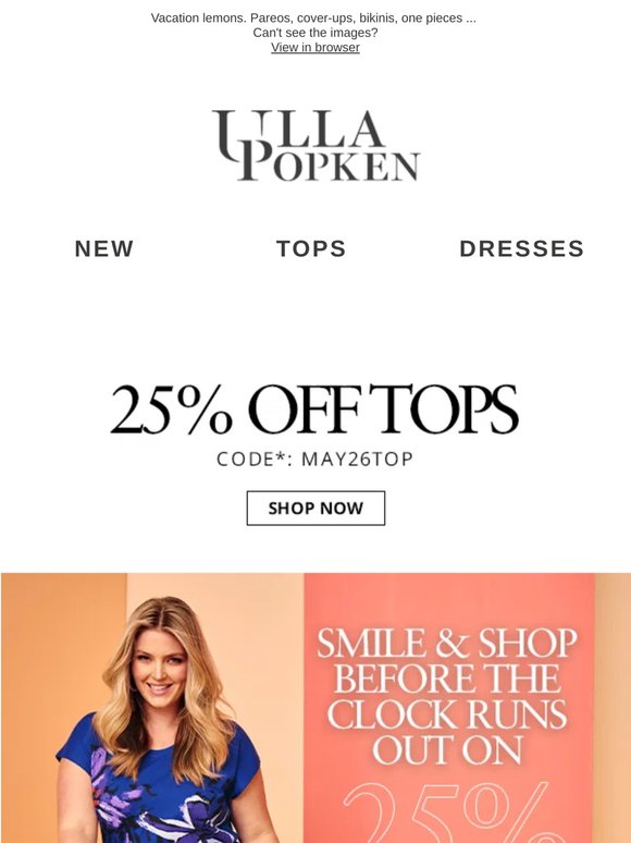 Tick Tock on 25% Off Tops ⏰