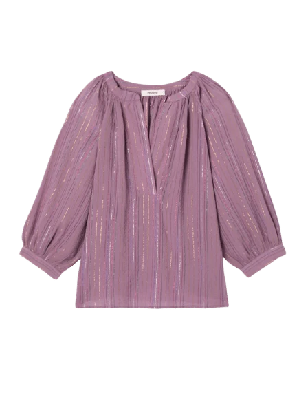 Bluse mit Glitzerstreifen - Bunt gestreift
