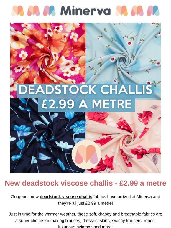 New Deadstock Viscose Challis - just £2.99 a metre!