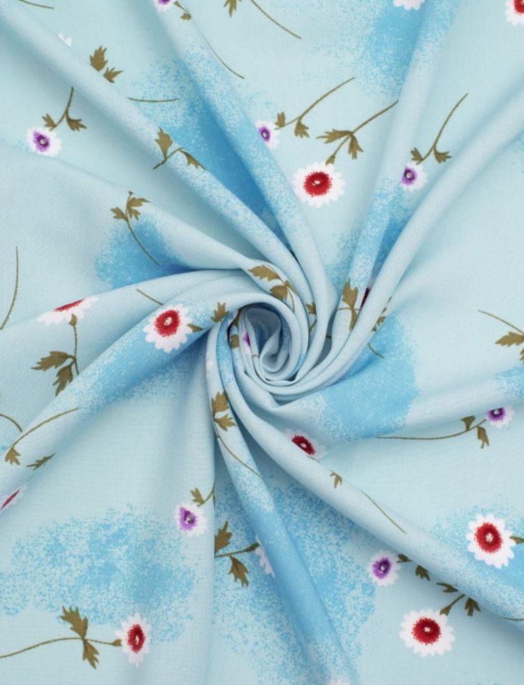 Deadstock Viscose Challis Fabric Blue
