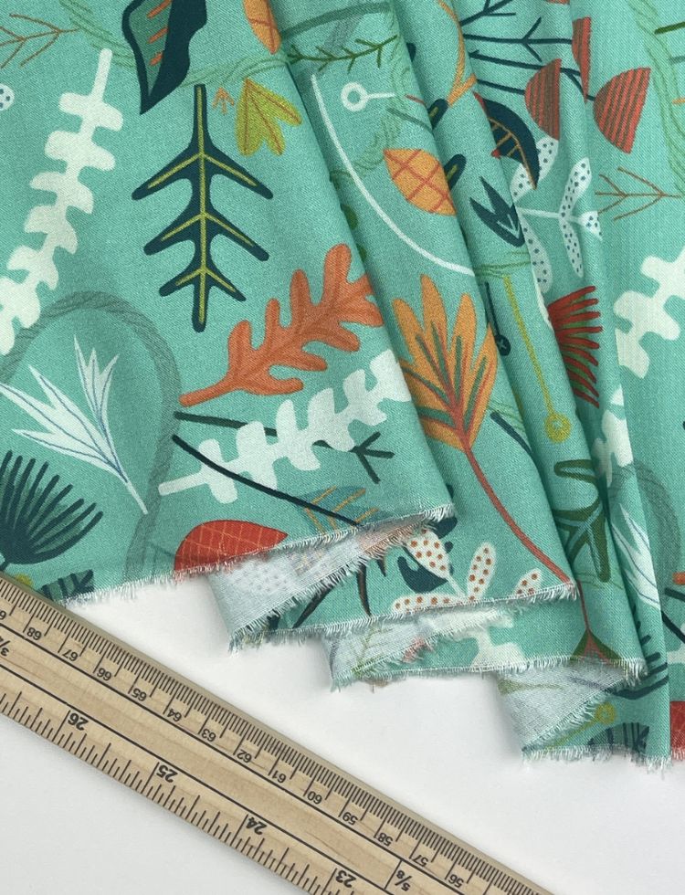 Dashwood Studio Circle Line Rayon Challis Fabric Green