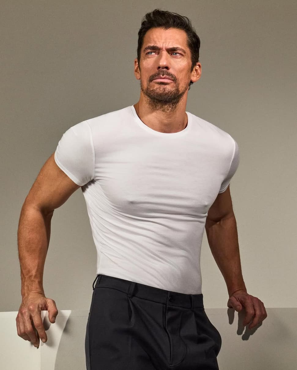 Model wearing our white tee