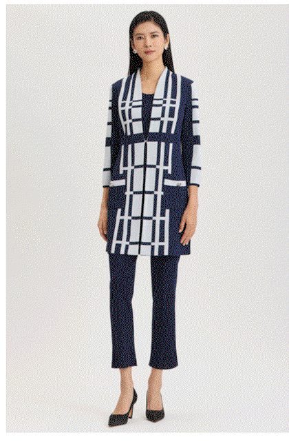 Heritage Two-Tone Geometric Knit Duster