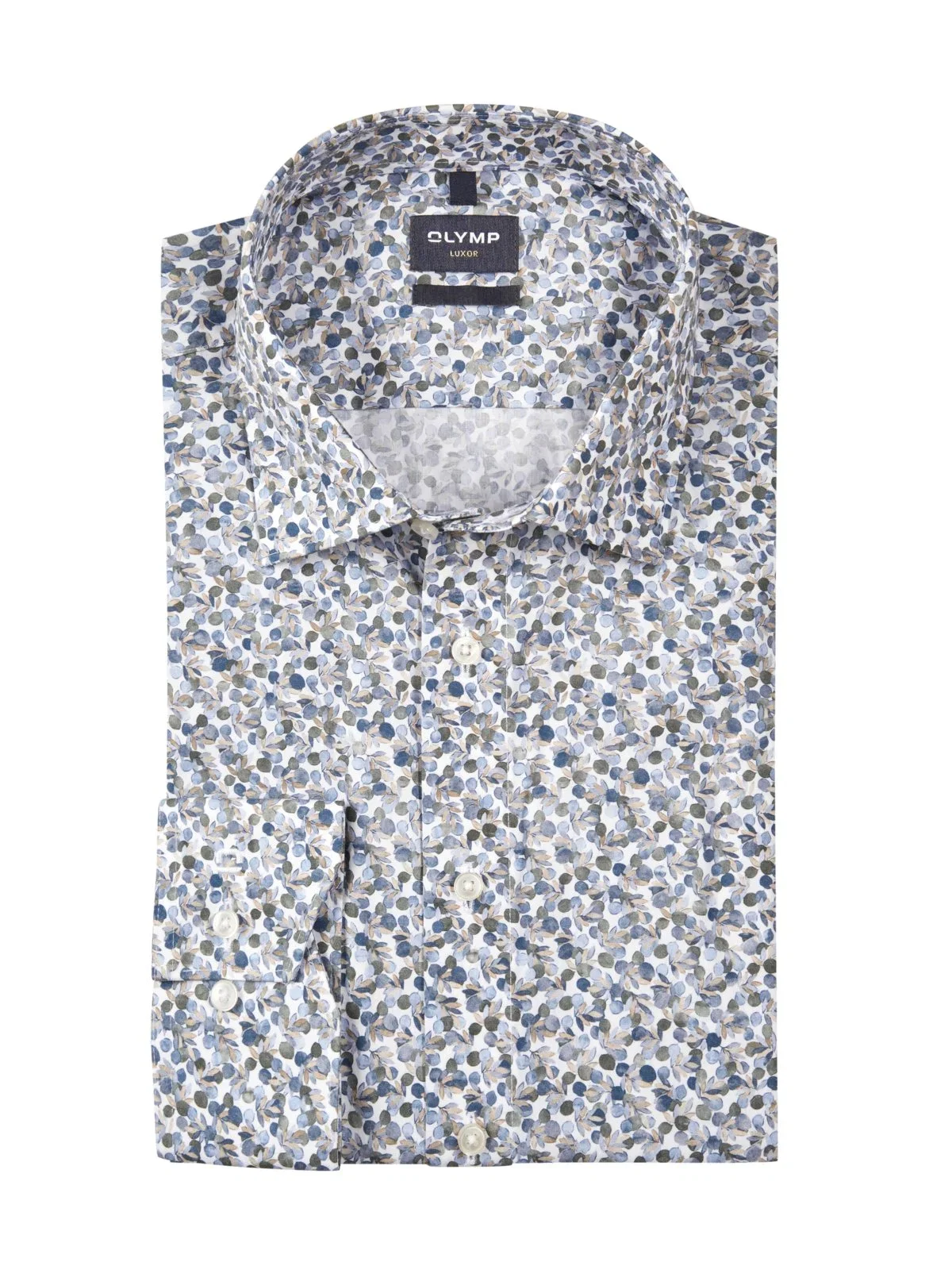 Luxor, Modern Fit, Smooth Shirt with Leaf Print