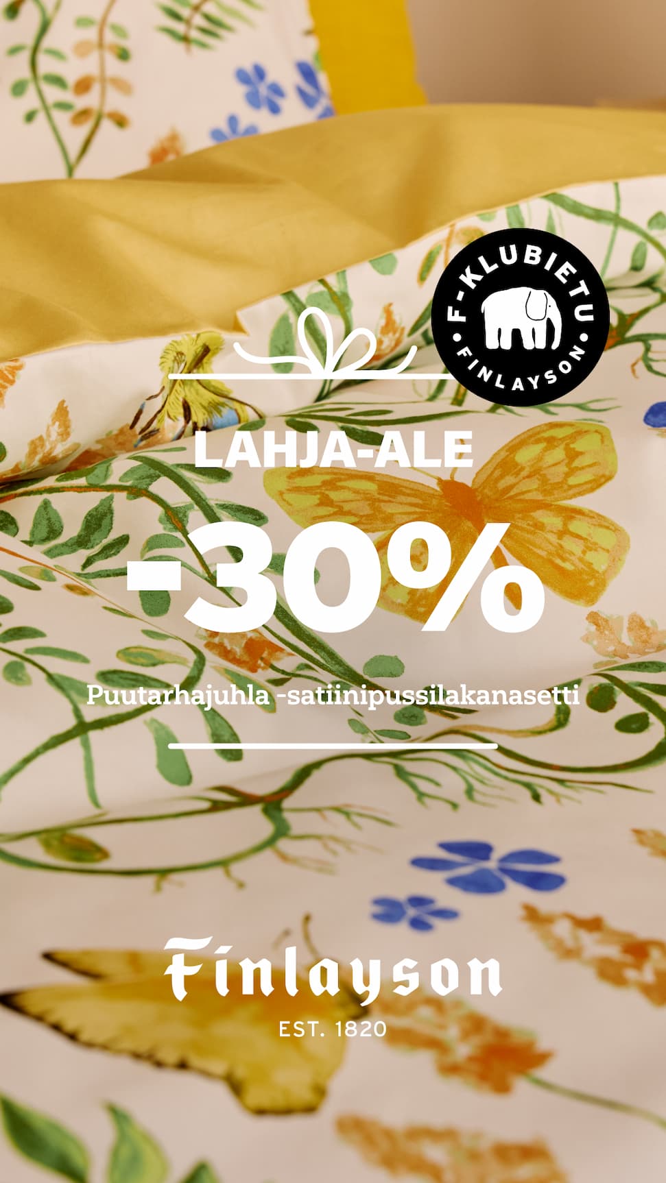 Puutarhajuhla-satiinipussilakanasetti