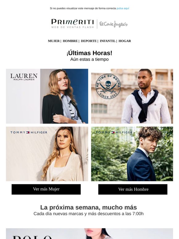 📅 Desde mañana: Polo Ralph Lauren, Tommy Hilfiger, Calvin Klein, El Corte Inglés, Lloyd's, Flex, UGG, Clarks y más