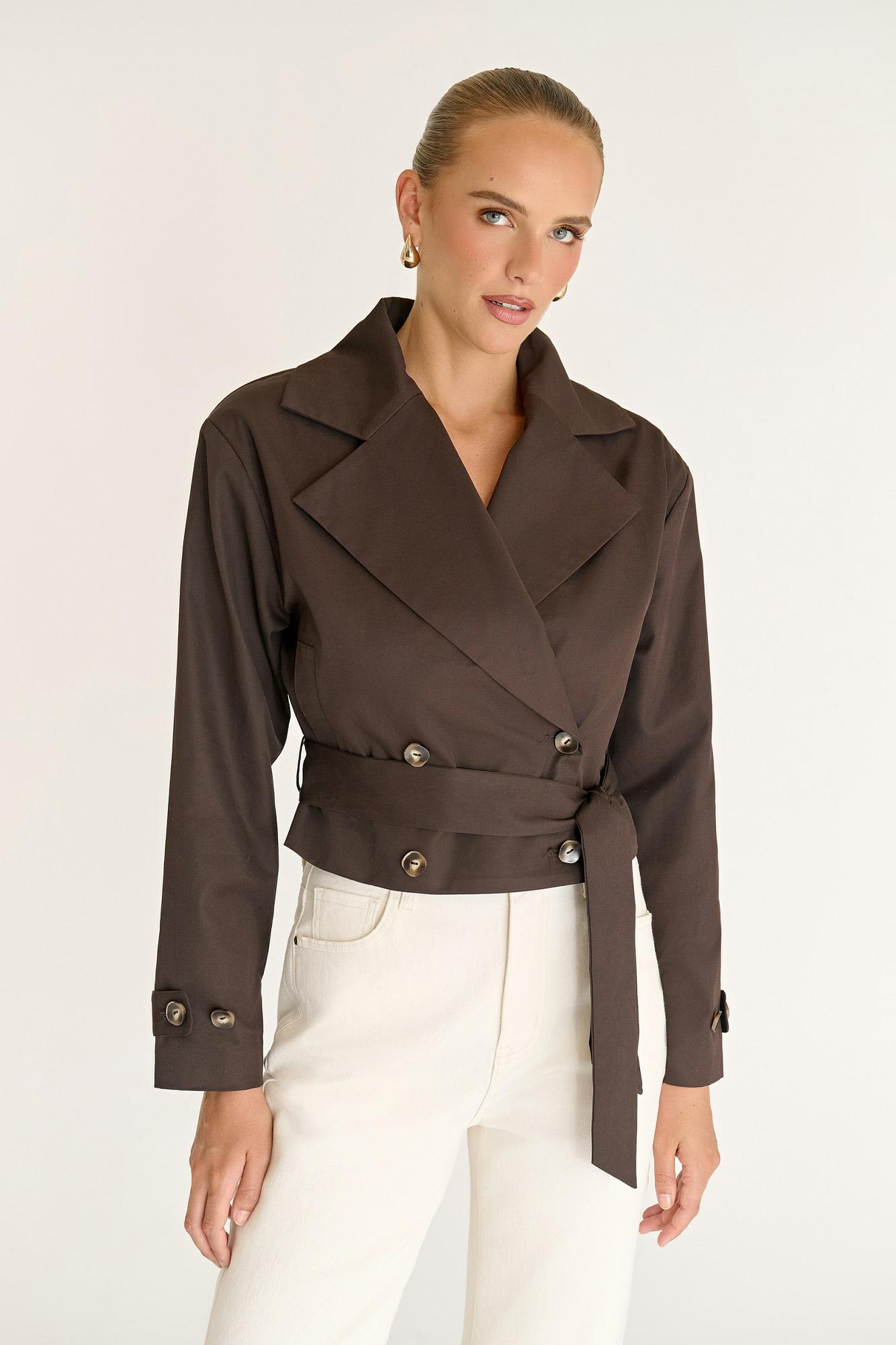 Image of Brookvale Cropped Jacket - CHOCOLATE, 8