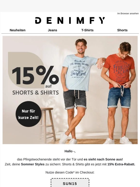☀️ 15% auf Shorts & Shirts!