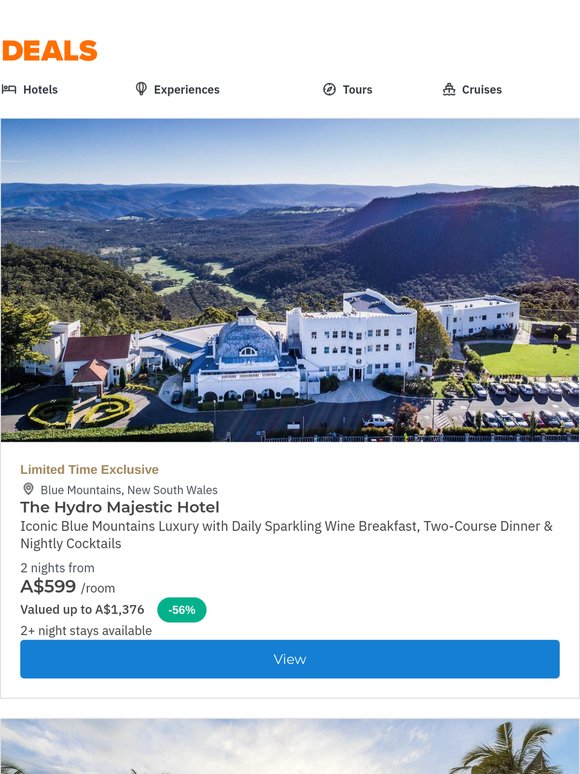 Blue Mountains Hydro Majestic Iconic Luxury w. Daily Sparkling Wine Breakfast