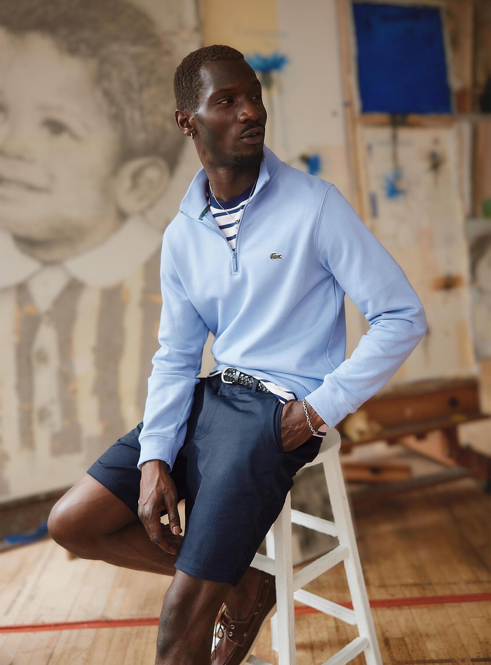 Semi-plain chino Bermudas<br><b>Inseam: 9