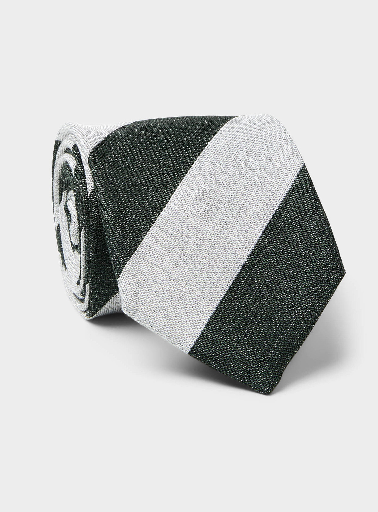 Pure linen striped tie