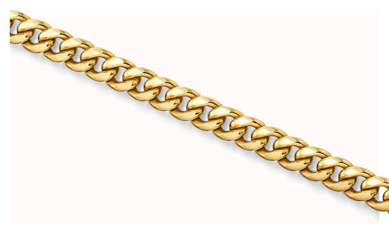 Rotating GIF featuring three different classic yellow gold chain bracelets and necklaces.