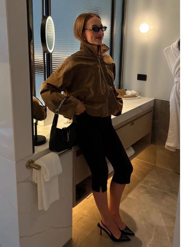 Sapna Brown Funnel Neck Jacket