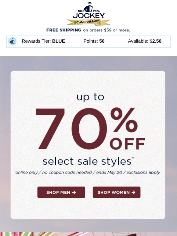 Open for up to 70% off select styles