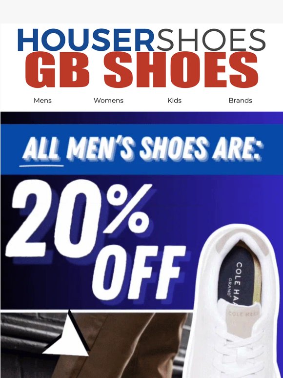 New Deal just Dropped!  Get 20% Off All Men's Shoes!