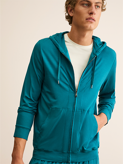 Men's Basel Zip Up Hoodie in Teal