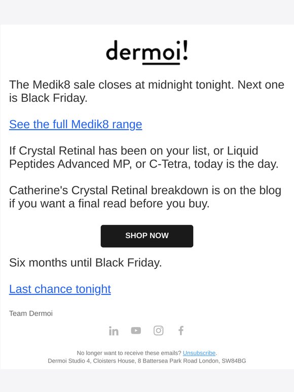 Last day, Medik8 Sale