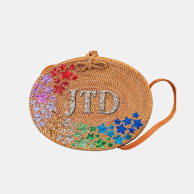 Oval Rattan Bag - Rainbow Star