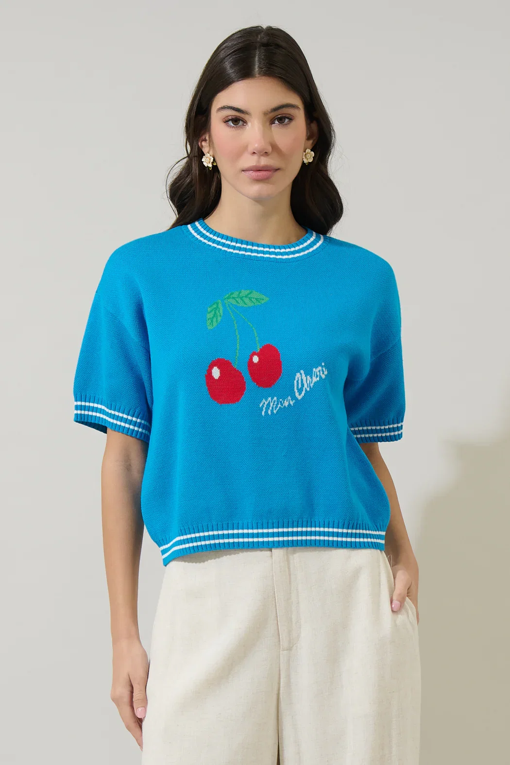 Image of Brissy Cherry Drop Shoulder Sweater Top