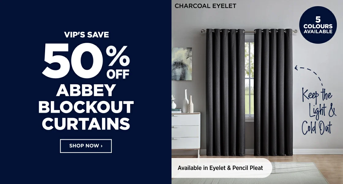50% off ABBEY BLOCKOUT CURTAINS