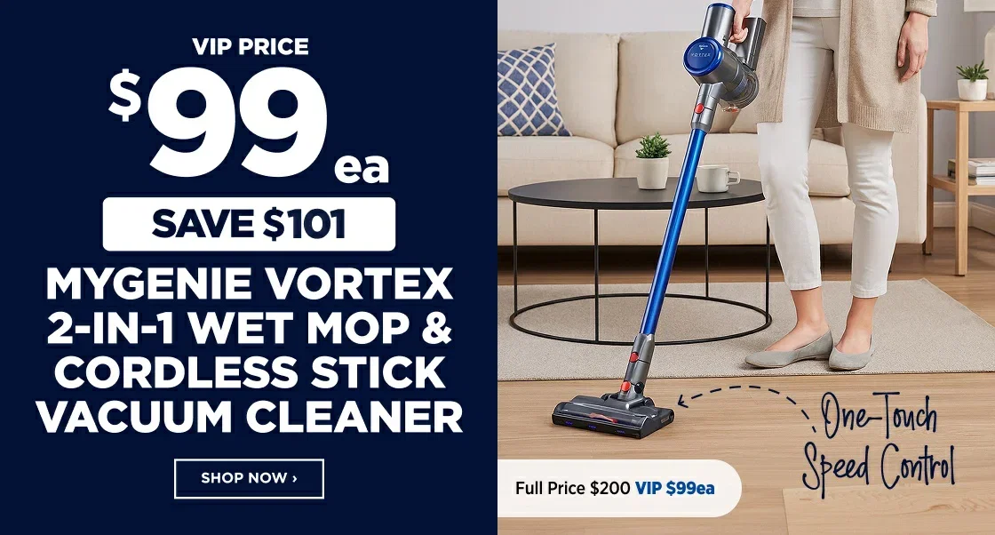 $99 ea MYGENIE VORTEX 2-IN-1 WET MOP & CORDLESS STICK VACUUM CLEANER