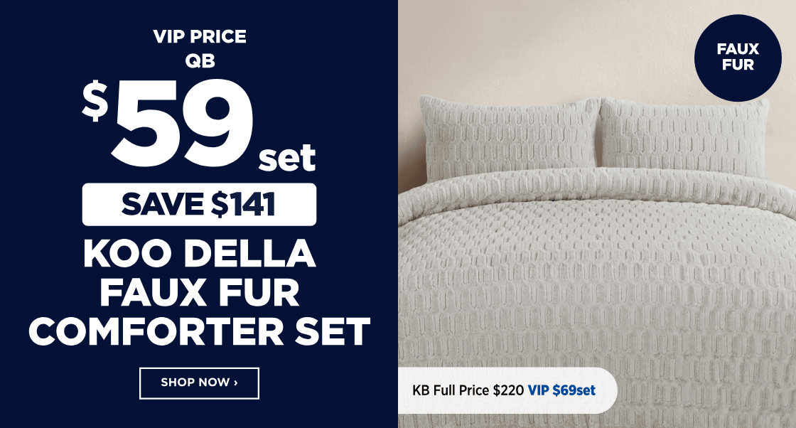$59 KOO DELLA FAUX FUR COMFORTER SET