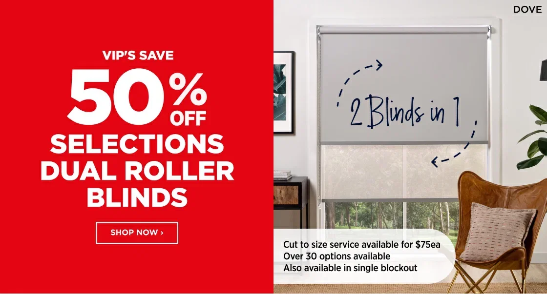 50% off SELECTIONS DUAL ROLLER BLINDS