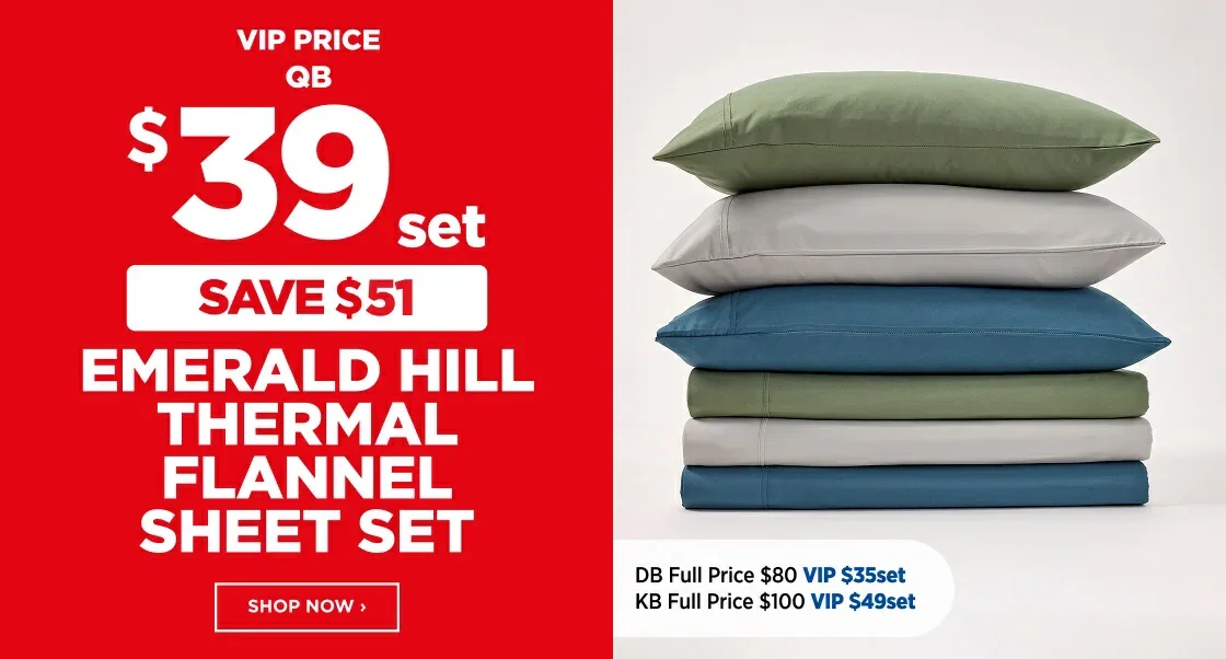 $39 set EMERALD HILL THERMAL FLANNEL SHEET SET