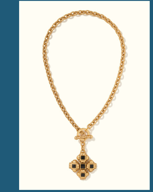 Black Onyx Cross Pendant Necklace