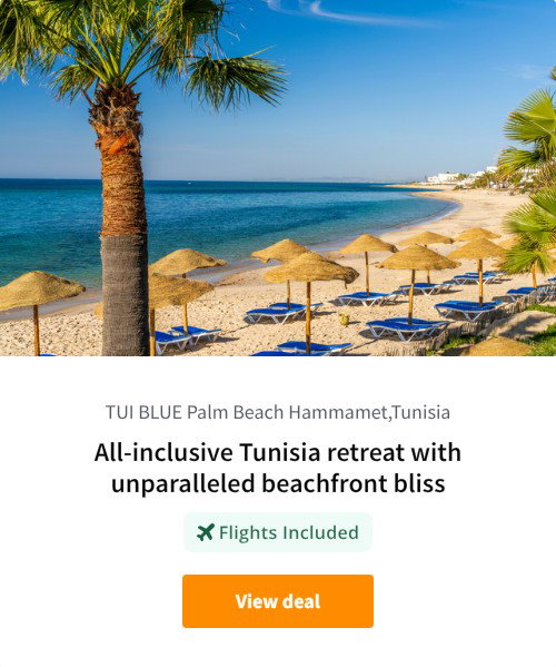 All-inclusive Tunisia retreat with unparalleled beachfront bliss