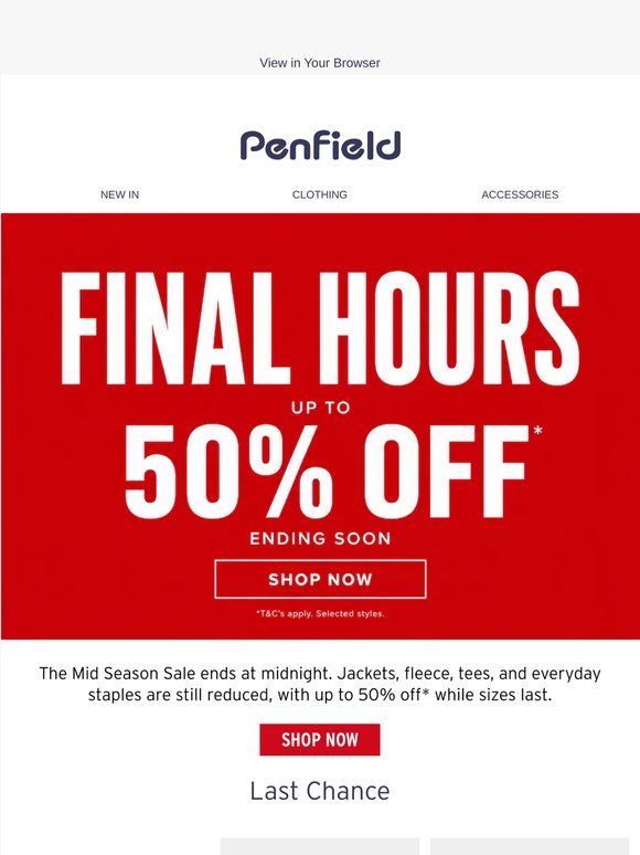 FINAL HOURS | Up to 50% Off*