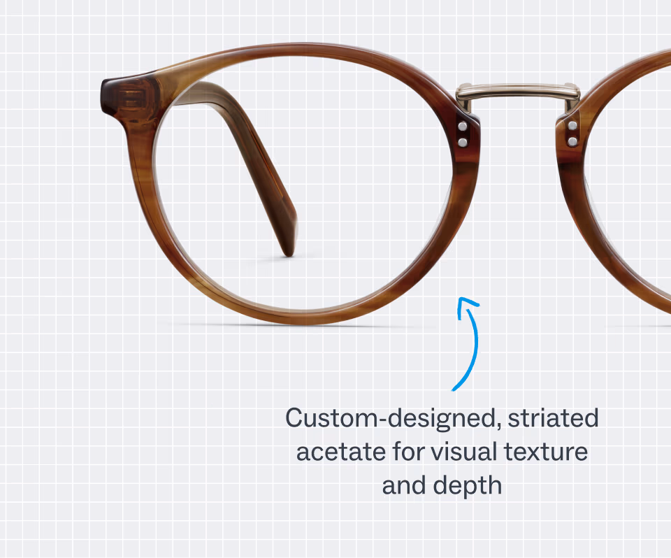Custom-designed, striated acetate