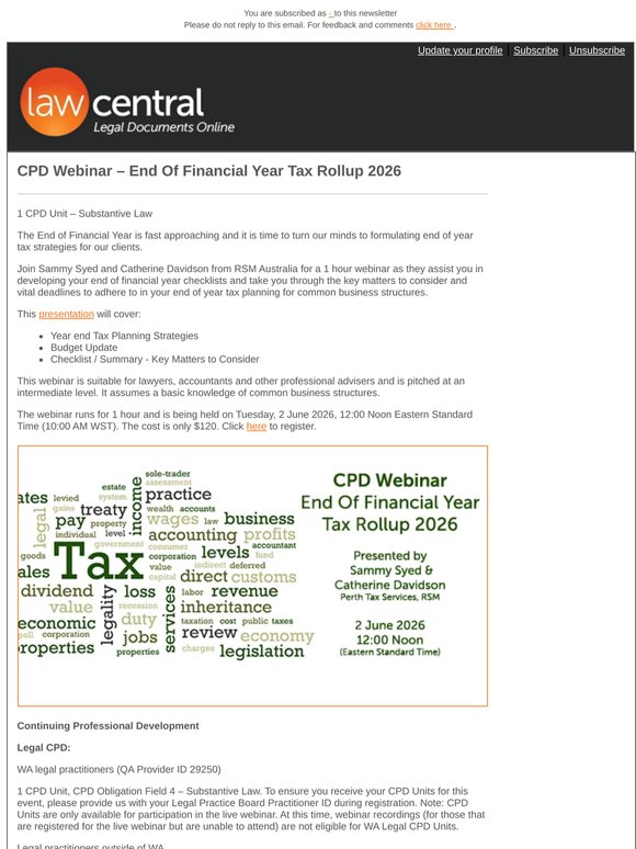 CPD Webinar – End Of Financial Year Tax Rollup 2026