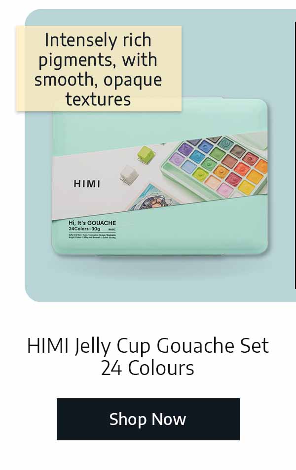 HIMI Jelly Cup Gouache Set - 24 Colours - Intensely rich pigments, with smooth, opaque textures
