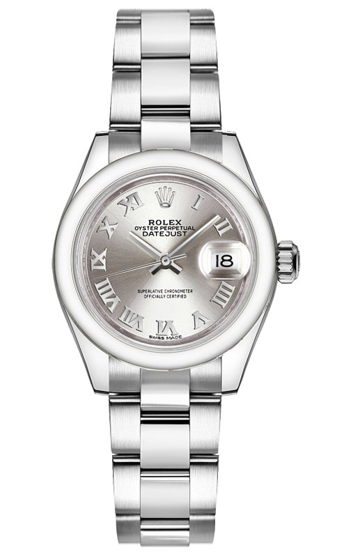 Lady-Datejust 28 Silver Roman Numeral Oyster Bracelet Watch 279160-0008