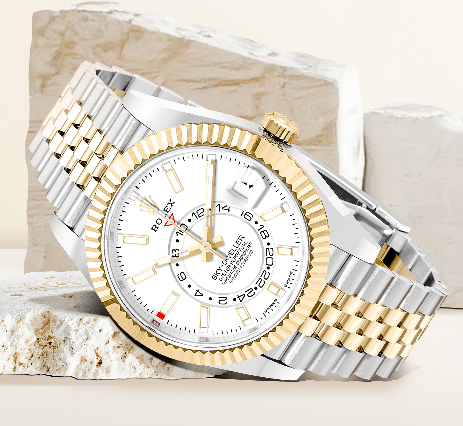 Sky-Dweller Intense White Index Dial 42mm Men's Watch 336933-0006