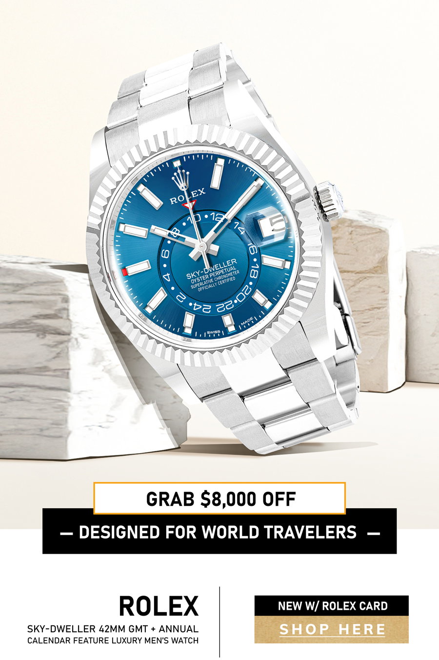 Sky-Dweller Fluted Bezel Oystersteel Men's Watch 326934-0003