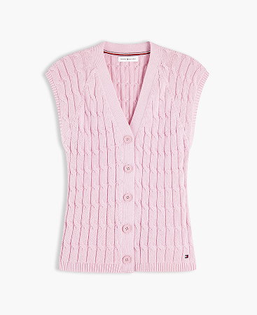 Cable Knit Slim Cap Sleeve Cardigan