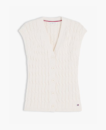 Cable Knit Slim Cap Sleeve Cardigan