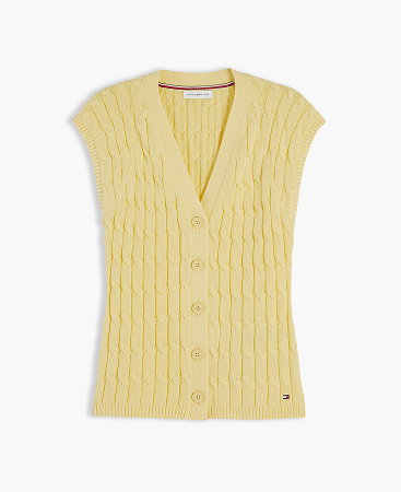 Cable Knit Slim Cap Sleeve Cardigan