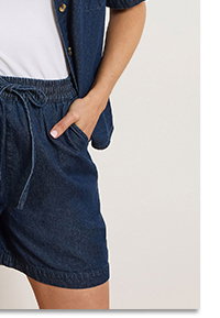 LTS Tall Set Indigo Blue Denim Cotton Shirt & Shorts
