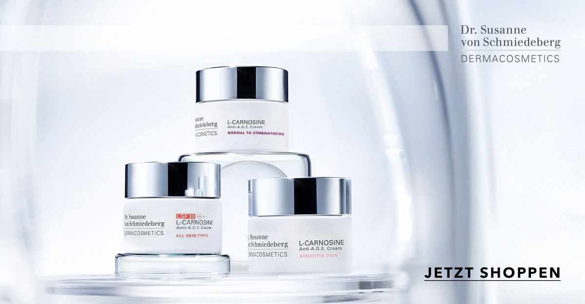 Entdecke Dr. Susanne von Schmiedeberg DERMACOSMETICS L-CARNOSINE Anti-A.G.E. Cremes für normale Haut, Mischhaut und sensible Haut.