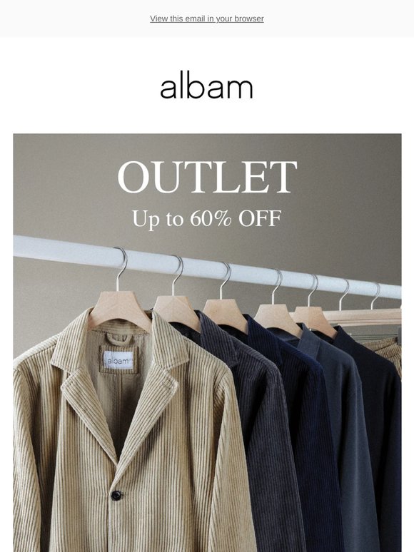 Up to 60% off in our Outlet
