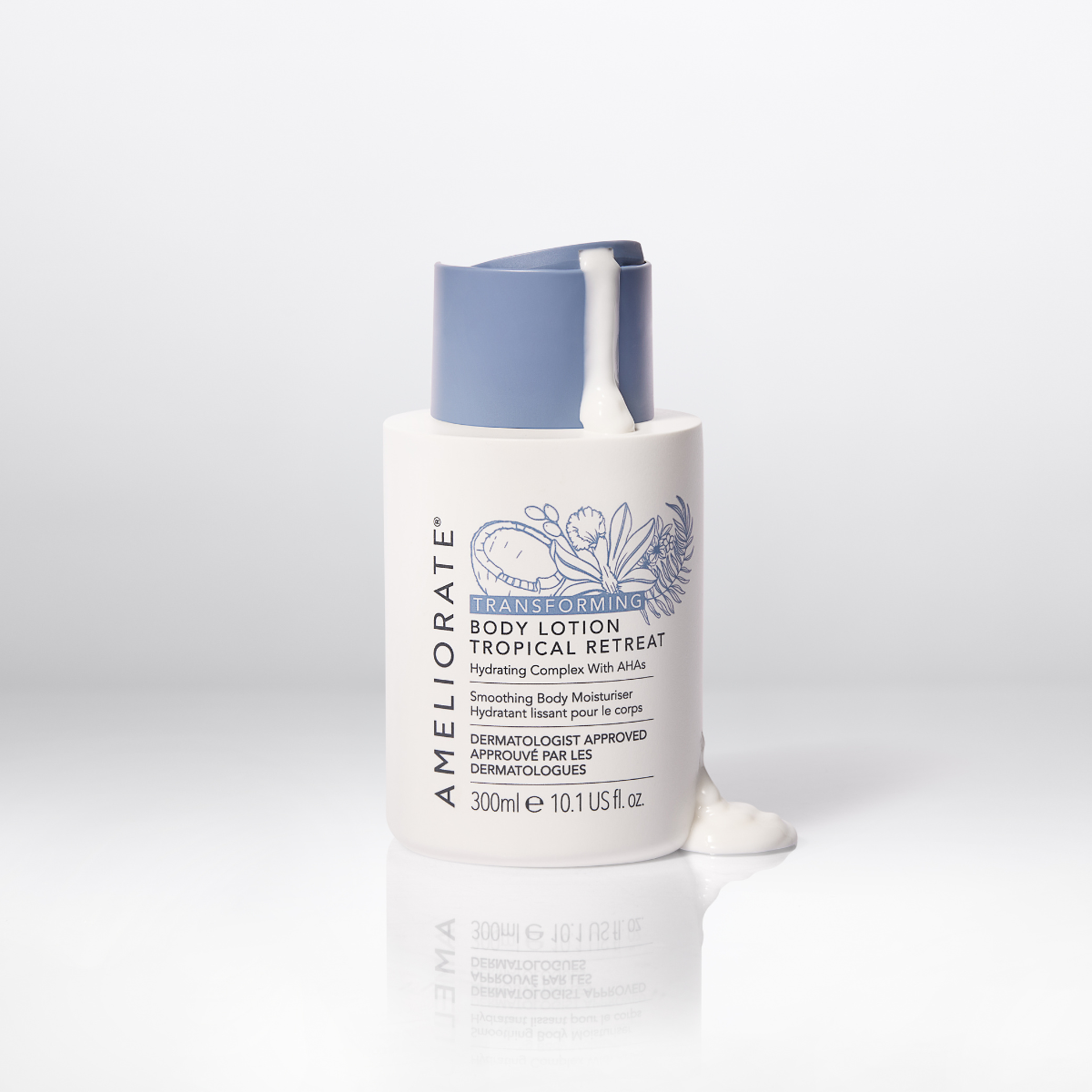 Follow with Transforming Body Lotion Tropical Retreat to deliver lasting hydration and leave skin feeling smoother, softer and summer-ready.