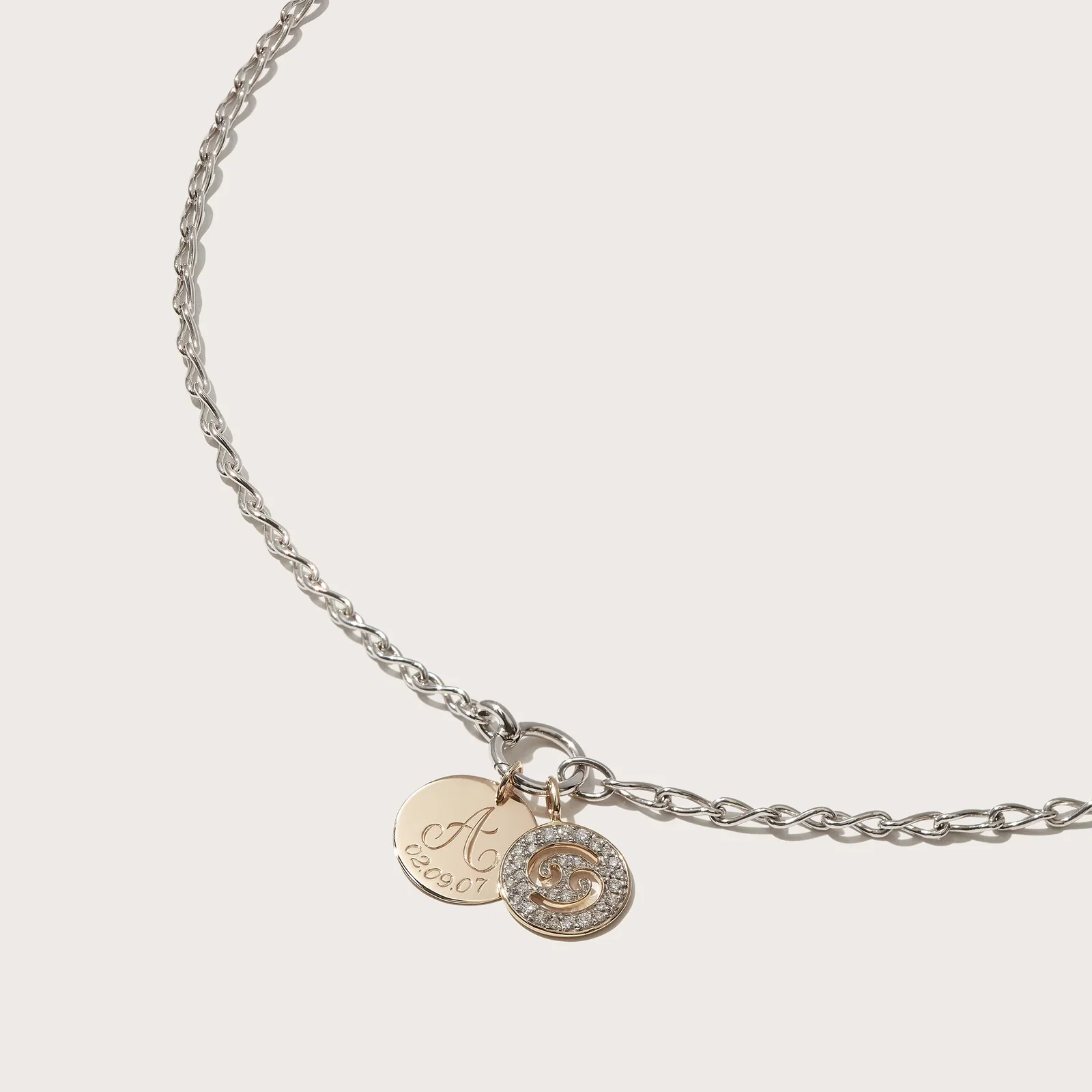 Image of Diamond Zodiac & Engraved Eternal Necklace
