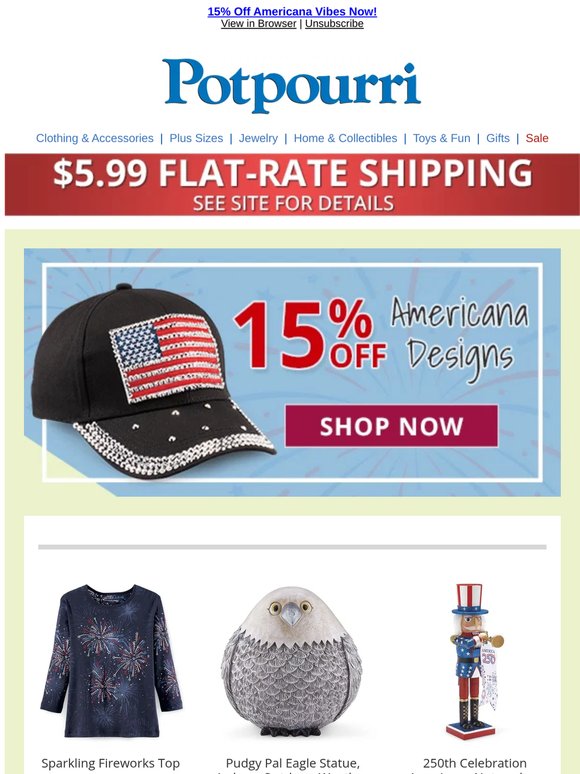 Patriotic Style Picks—15% Off for a Limited Time